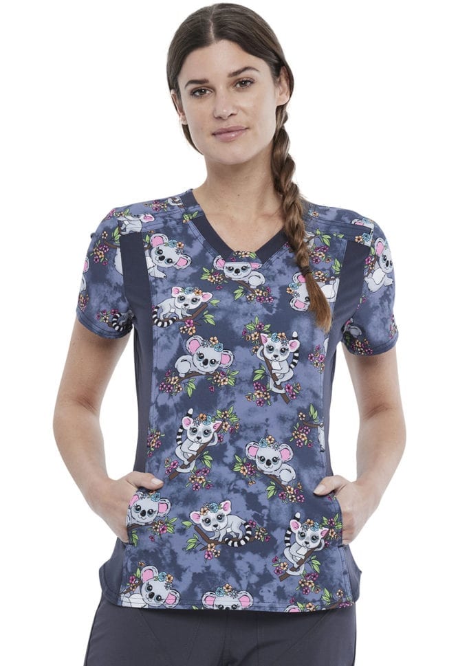 Womens V-Neck Knit Panel Top in Let's Hang