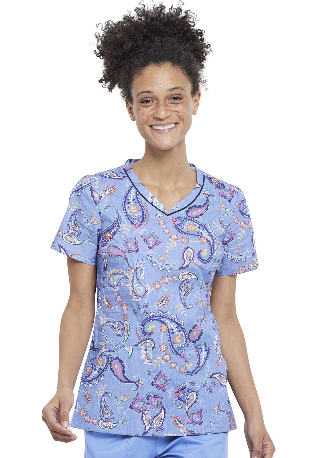 Womens V-Neck Print Top in Garden Paisley