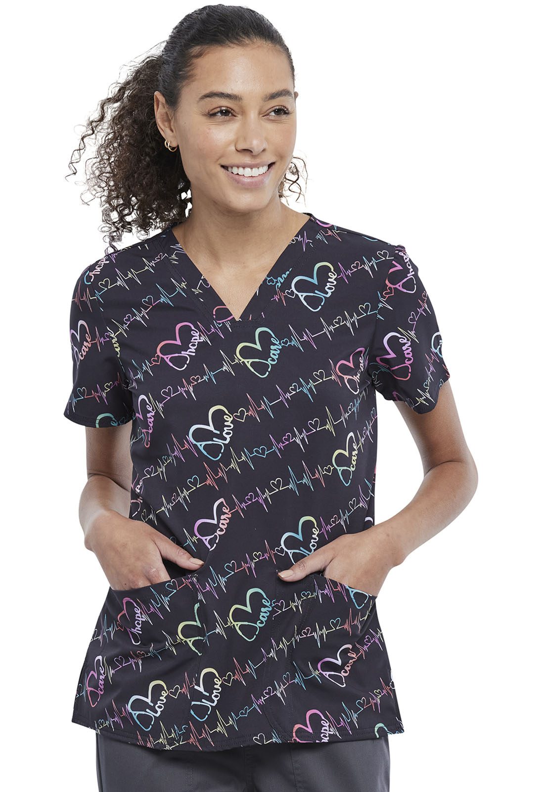 Womens V-Neck Print Top in Sweet Beats