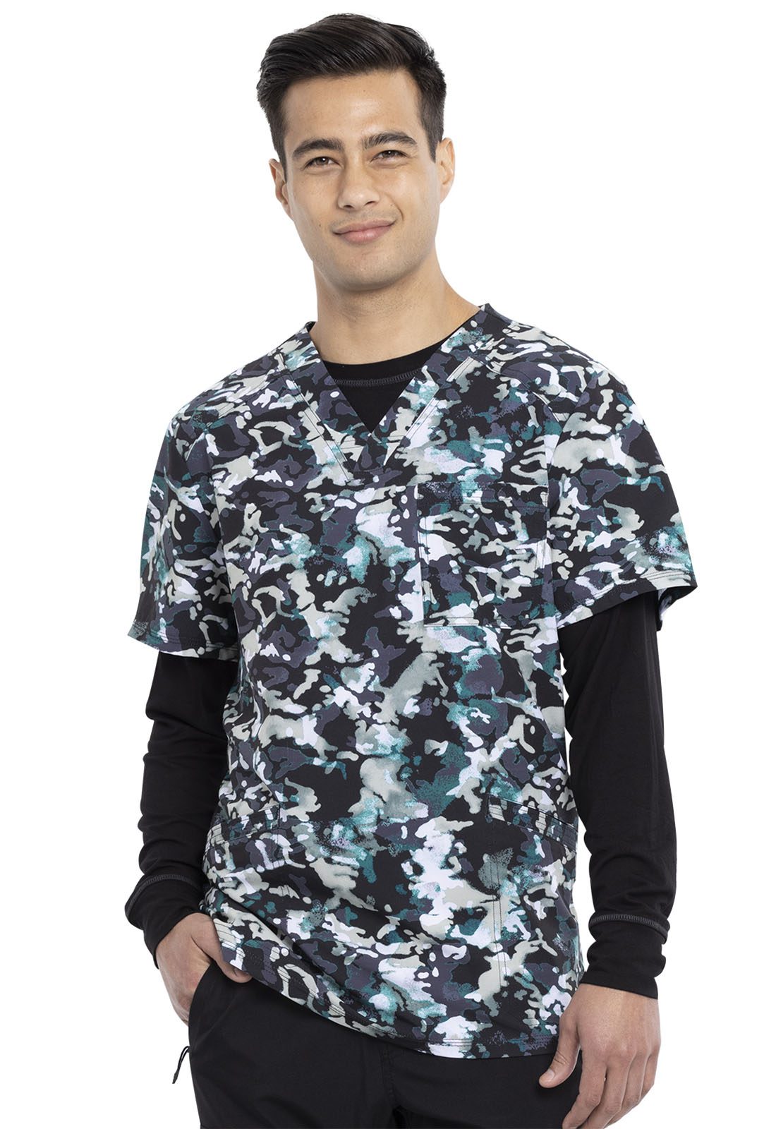 Men's V-Neck Top in Cool Down Camo