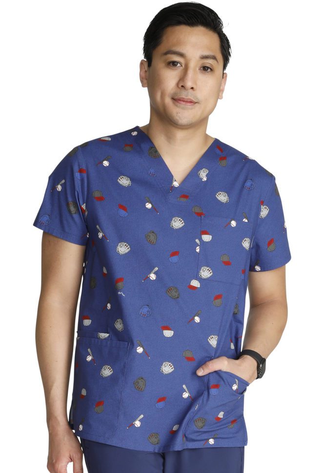 Unisex V-Neck Print Top in Home Run