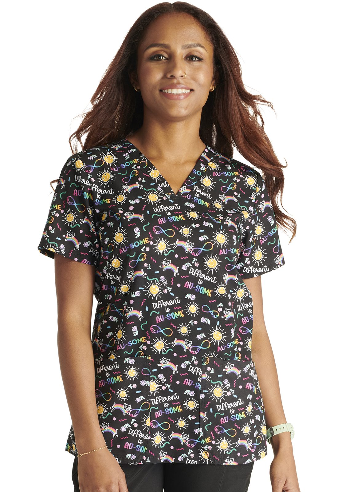 Womens V-Neck Print Top