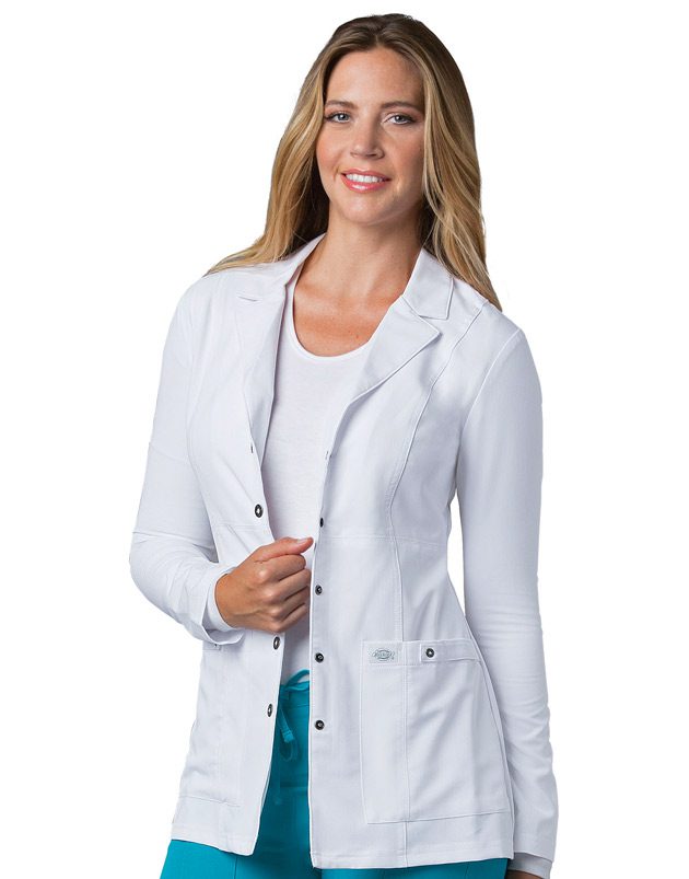 Dickies Xtreme Stretch Womens Junior Fit Snap Front Lab Coat