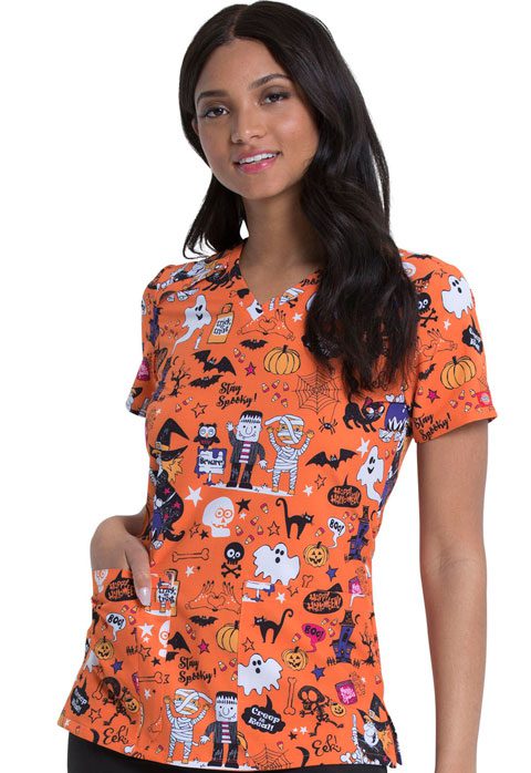 Womens V-Neck Top  in Stay Spooky