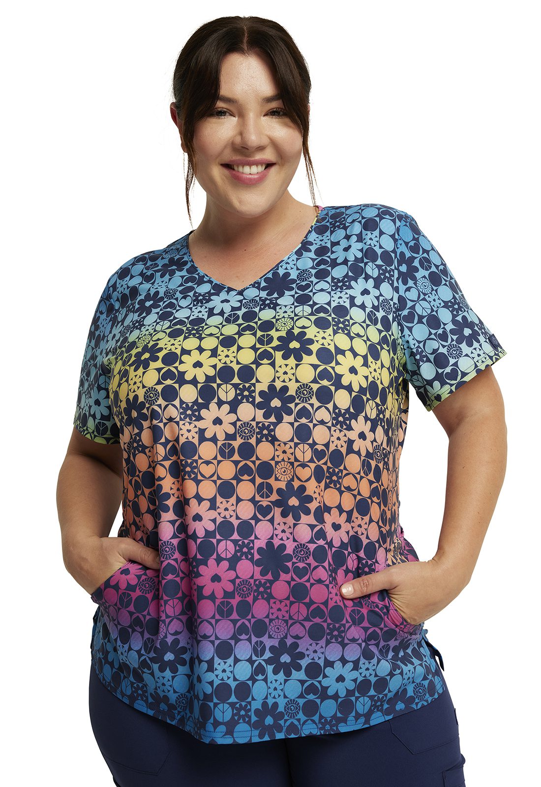 Womens V-Neck Top in Groovy Gradient