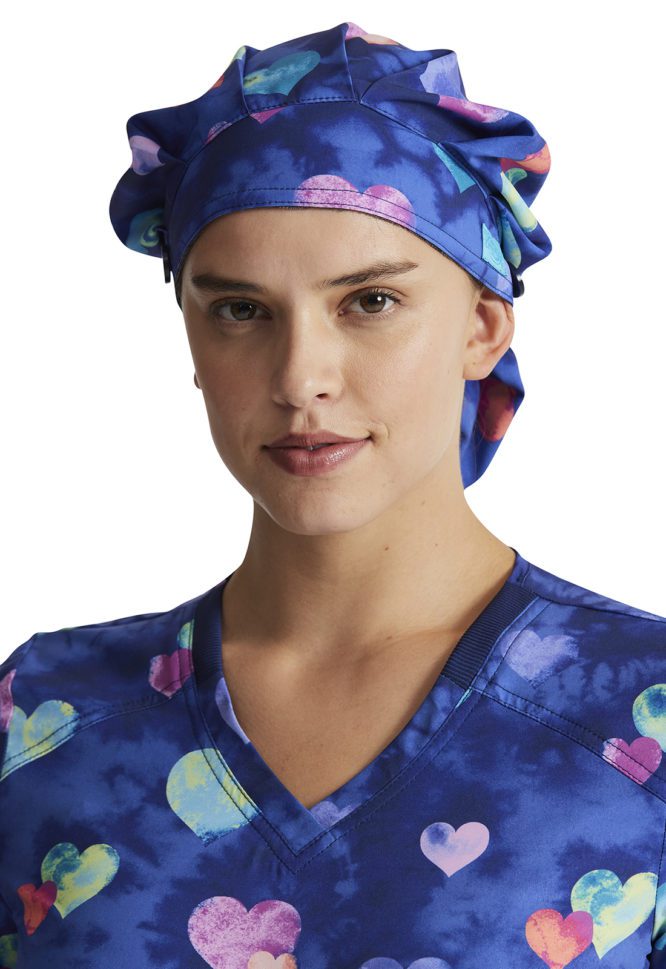 Unisex Bouffant Scrubs Hat in Hippie Hearts