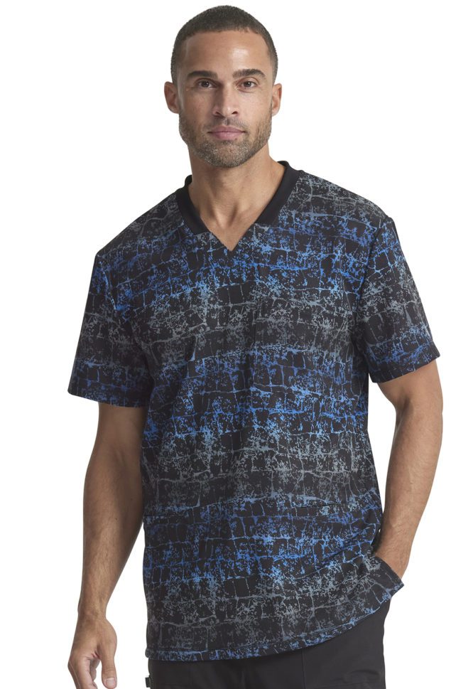 Men's Rib Knit V-Neck Top in Texture Trail Royal