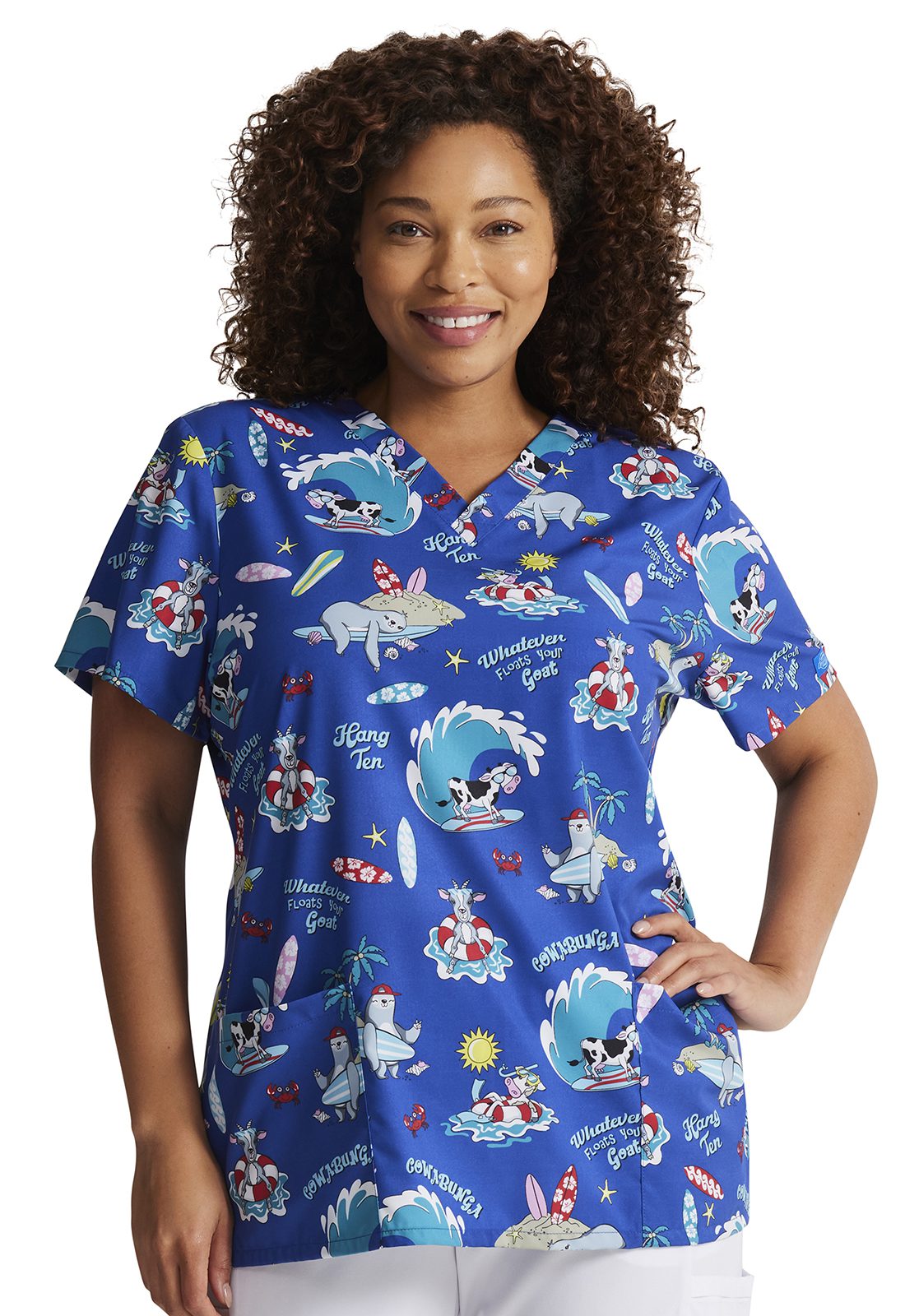 Womens V-Neck Print Top in Cowabunga Friends