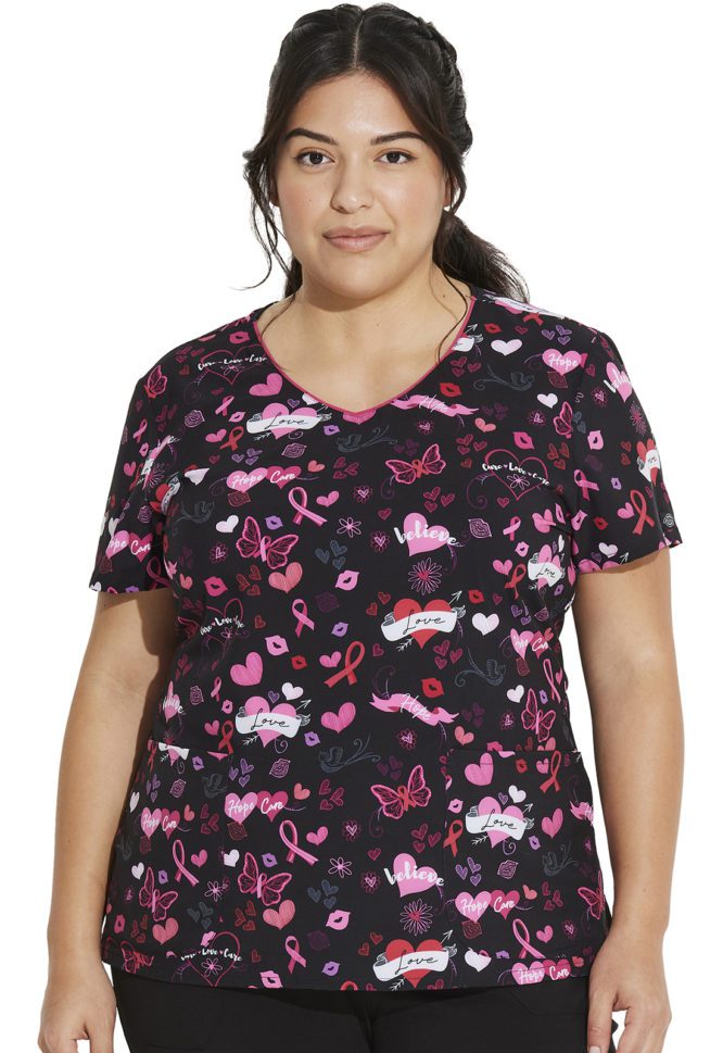 Womens V-Neck Print Top in Hope Heals