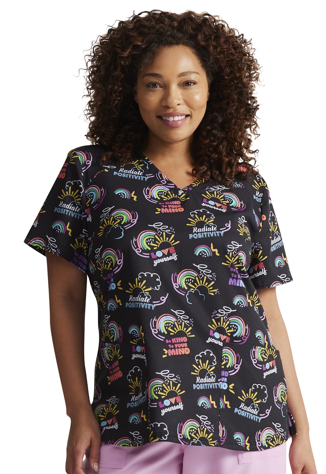 Dickies EDS Yeti For Christmas V-Neck Print Scrub Top